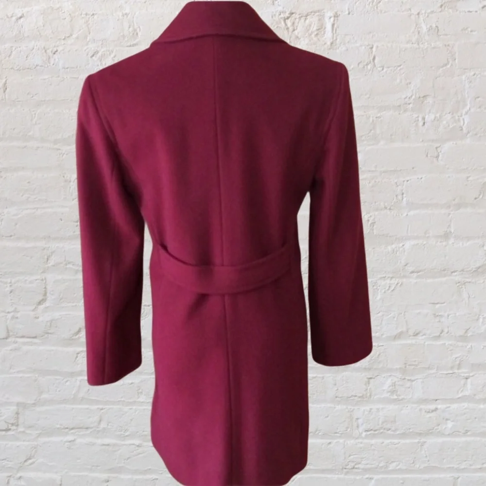 Liz Claiborne Wine Berry Lined Lambswool Coat - Picture 2 of 8